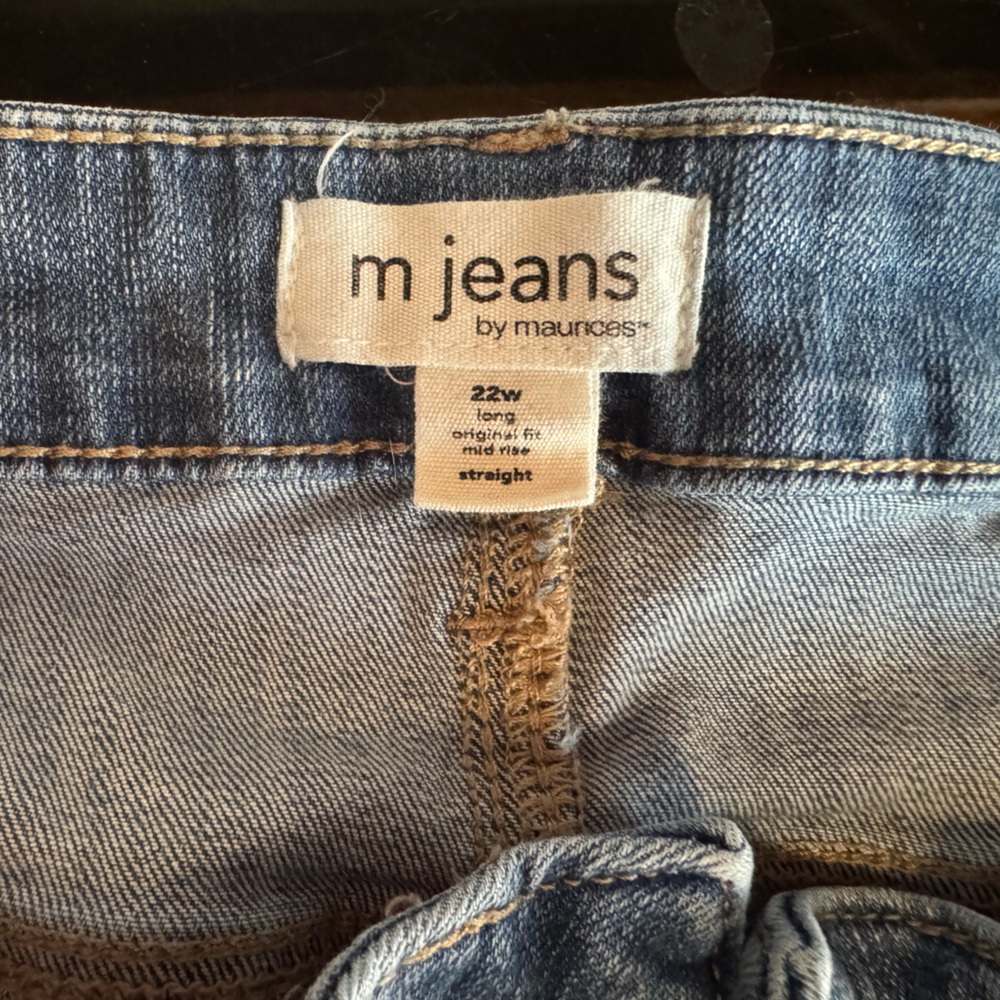 Maurices M Jeans Lightly Distressed Straight Leg Jeans size 22W Long